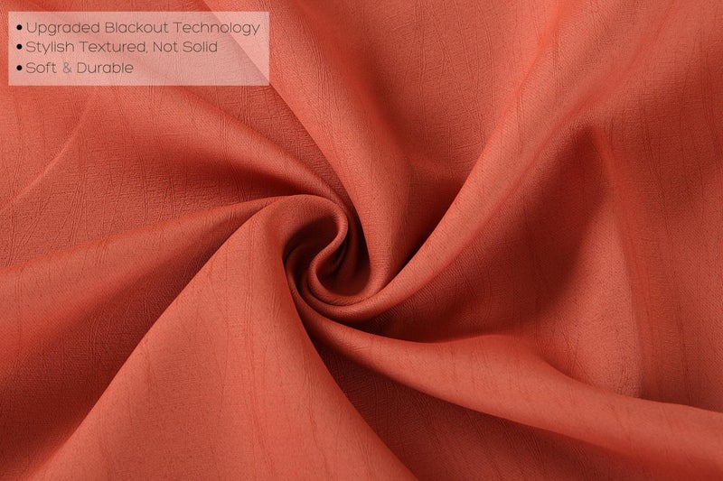 MIUCO Blackout Curtains Room Darkening Curtains Textured Grommet Panels for Living Room 2 Panels 52x63 Inch Long Rust - Image 3